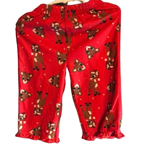 Girls Rudolf reindeer Christmas pajamas set - Picture 2 of 6